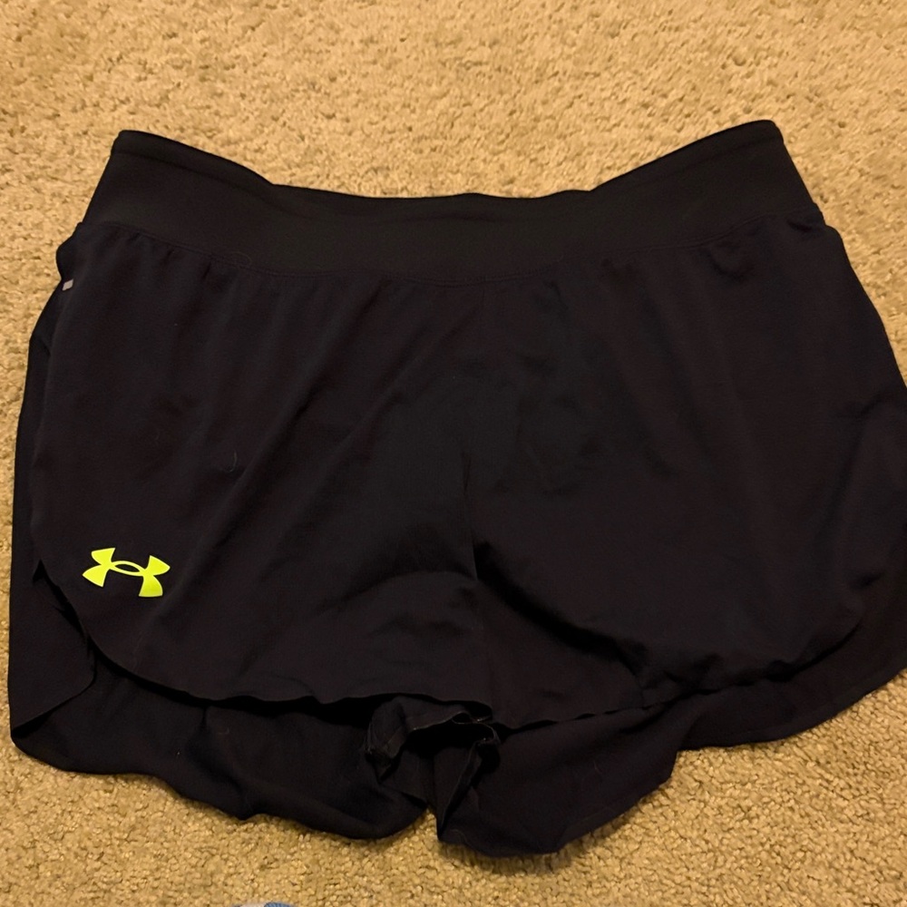 Under Armour Women's Black Athletic Shorts with Neon Logo